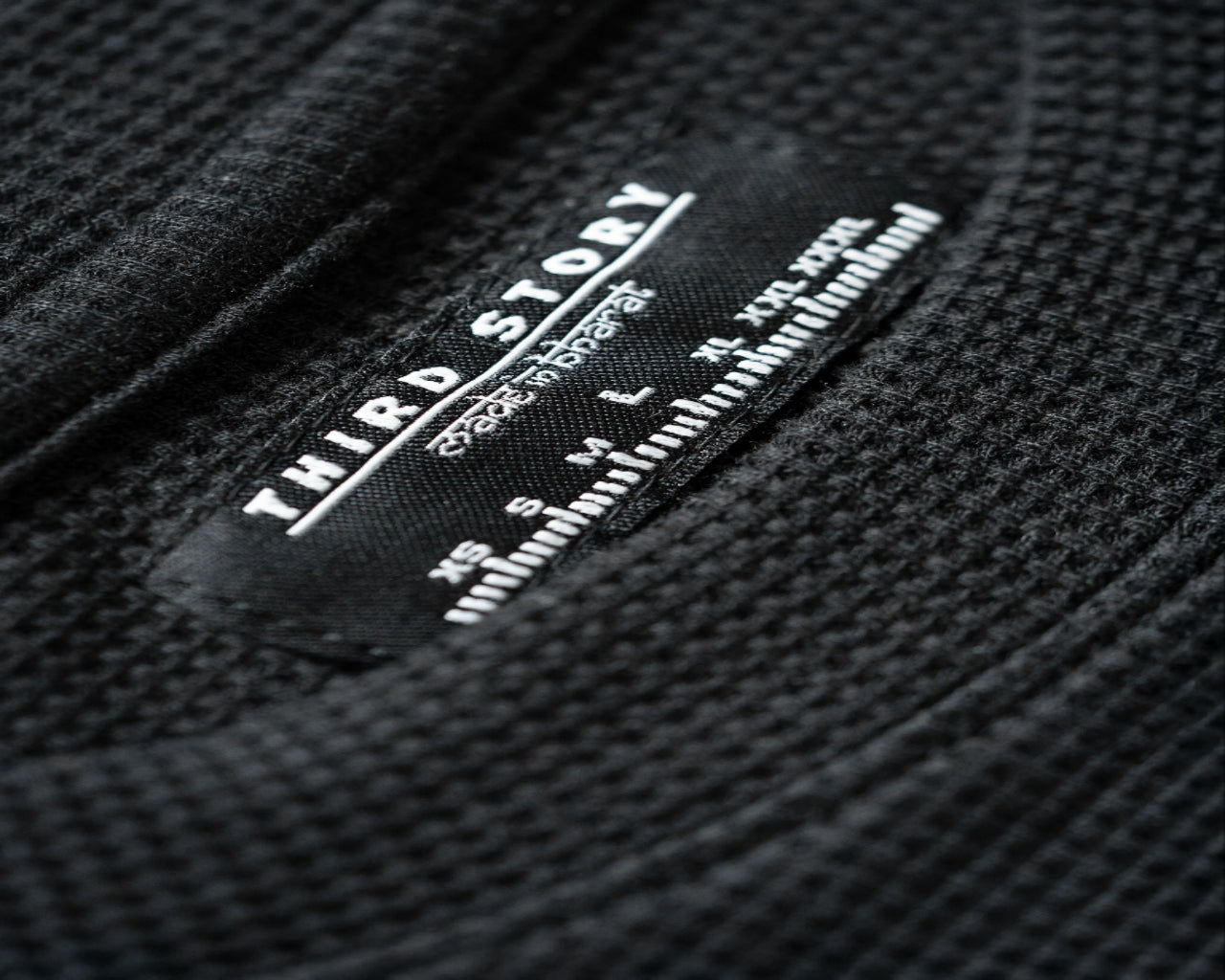 Black regular waffle knit T-shirt