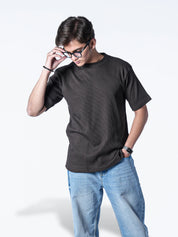 Brown regular waffle knit T-shirt