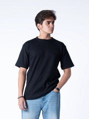Black regular waffle knit T-shirt