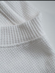 White regular waffle knit T-shirt